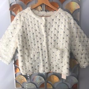 Cute jacket for pre-teen. White with sequins.
